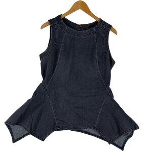 Banana Republic Womens Sz 8 Black Denim Peplum Sleeveless Top Whimsigoth Baddie